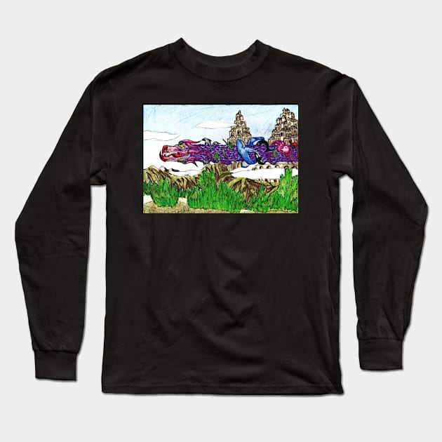 Dragon In The Sky Long Sleeve T-Shirt by Mr. Leon Artwork